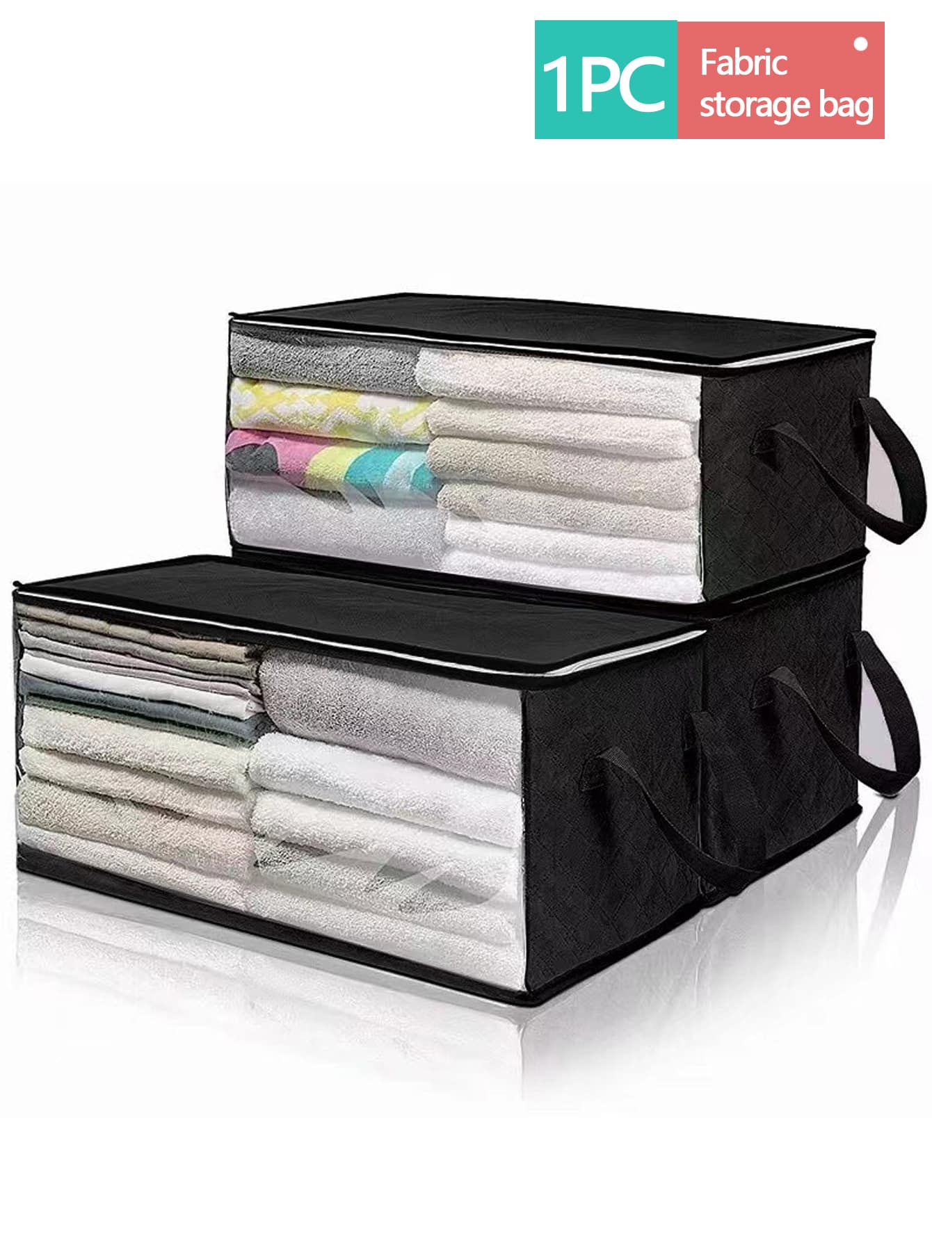 1入組素色衣服收納黑色透明衣服收納袋 - 黑色 - 查看 1