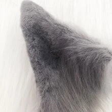 Gray Plush Cat Ears Cosplay Accessories Cute Comic-Con Party Headband - Grey - View 4