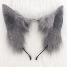 Gray Plush Cat Ears Cosplay Accessories Cute Comic-Con Party Headband - Grey - View 2