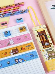 5入組鉛筆文具禮盒套裝包括2鉛筆,1橡皮,1卷筆刀,1尺 - 紫色 - 查看 9