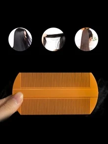 1入組雙面梳子帶狹窄牙,蝨子移動,頭皮屑刮刀 - 橘色 - 查看 2