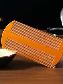 1入組雙面梳子帶狹窄牙,蝨子移動,頭皮屑刮刀 - 橘色 - 查看 8