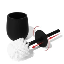 5pcs Solid Color Cleaning Brush & Lotion Dispenser & Toothbrush Cup - Black - View 8