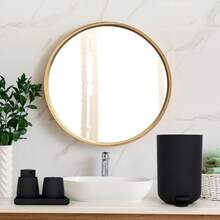 5pcs Solid Color Cleaning Brush & Lotion Dispenser & Toothbrush Cup - Black - View 4