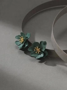 1對甜美浪漫橄欖綠花朵形狀鄉村風格耳環適合女士度假、約會、日常通勤服裝 - 橄欖綠 - 查看 4