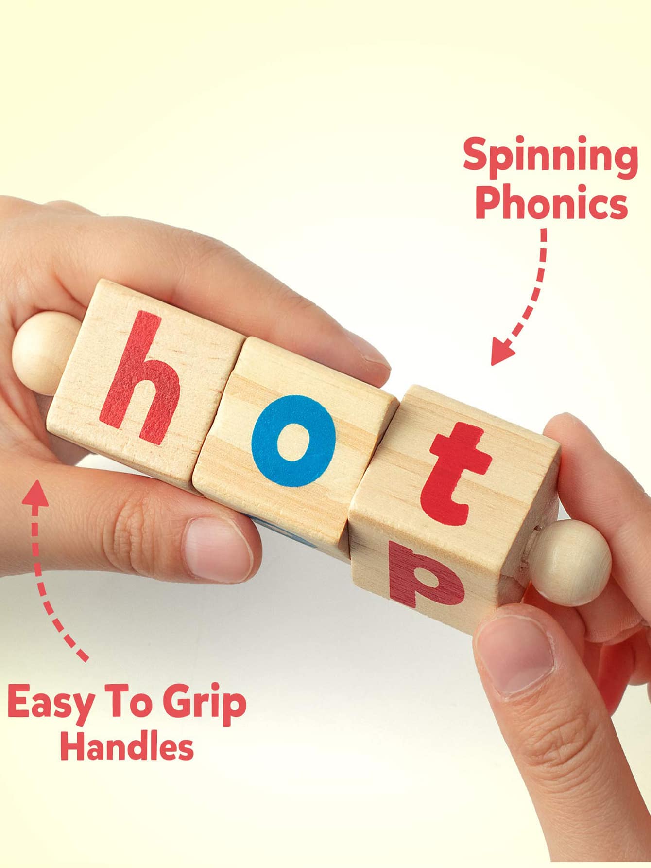 Wooden Reading Blocks Short Vowel Rods Spelling Games, Flash Cards Turning Rotating Letter