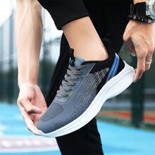 1雙男士針織網眼透氣軟底輕量化戶外健身休閒跑步鞋適用於四季 - 深灰色 - 查看 2