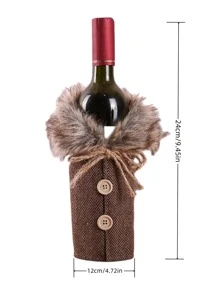 1 件圣诞餐桌酒瓶装饰条纹格纹裙瓶盖适用于红酒 - 彩色 - 查看 4