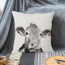 1入組亚麻奶牛圖案枕套適用於沙發,臥室裝飾靠墊套,家庭和朋友們生日禮物 - 彩色 - 查看 4
