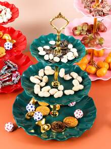 1pc European Style Plastic 3 Tier Cake Stand Fruit Plate Dessert Tray For Candy, Nuts, Snacks