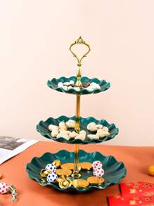 1pc European Style Plastic 3 Tier Cake Stand Fruit Plate Dessert Tray For Candy, Nuts, Snacks