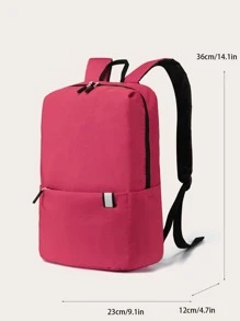 孩子們素色防水流行後背包 - 粉色 - 查看 2