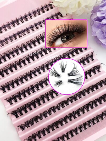 False Eyelashes, 1Box Cluster Diy Individual False Eyelashes Segmented Diy Eyelashes Fake Eyelashes For Daily Dating Strip Lashes, Lashes, Eyelashes, Fake Lashes