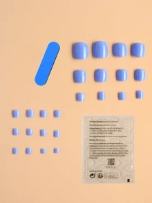 Nâng cấp diện mạo của bạn với Bộ móng chân giả 24 chiếc ngắn hình vuông đầy đủ - Màu xanh nhạt - Xem 2