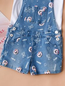 Conjunto Overol Mezclilla con Playera Algodón 2 Piezas para Niña 4-12 Años - Blanco - Ver 3