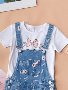 Conjunto Overol Mezclilla con Playera Algodón 2 Piezas para Niña 4-12 Años - Blanco - Ver 2
