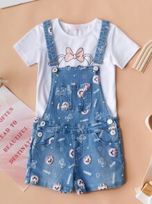 Conjunto Overol Mezclilla con Playera Algodón 2 Piezas para Niña 4-12 Años - Blanco - Ver 1