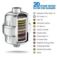 1pc 20 Stage Shower Head Filter Replacement Cartridge Clean Softener Hard Water Remove Chlorine With Vitamin C And Clean Remove Fluoride Quickly 3-6 Months And Harmful Substances Form Hard Water, Improves Dry Skin And Hair (Only Cartridge) Bathroom Bathroom Accessories Bathroom Tools - White - View 7