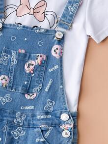 Conjunto Overol Mezclilla con Playera Algodón 2 Piezas para Niña 4-12 Años - Blanco - Ver 4