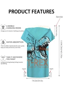 Microfiber Beach Changing Robe Hooded Wetsuit Changing Poncho Towel With Dinosaur Print, Multi-use Bathrobe For Adults - Multicolor - View 4