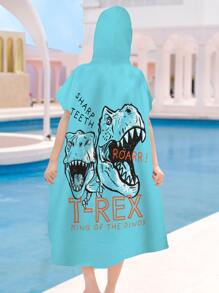 Microfiber Beach Changing Robe Hooded Wetsuit Changing Poncho Towel With Dinosaur Print, Multi-use Bathrobe For Adults - Multicolor - View 3