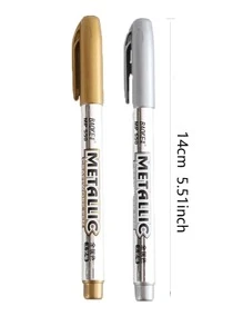 2pcs Metallic Color Craft Pen Signature Pen Gold/silver Marker Pen Large Capacity Single Head Paint Pen - Multicolor - View 2