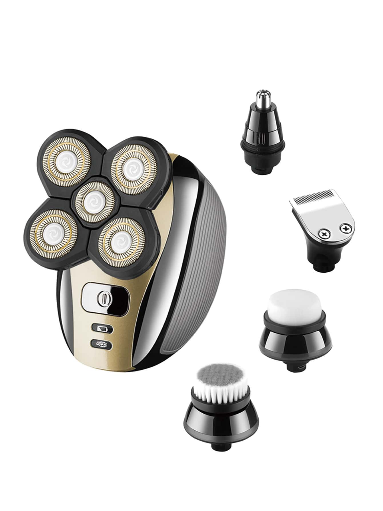 Head Shavers For Men Upgraded 5 In 1 Multifunctional Bald Head Shaver Grooming Kit Cordless Electric Razor For Men Rotary Men's Head Razor Rechargeable Razors For Bald Man Waterproof - Gold - View 1