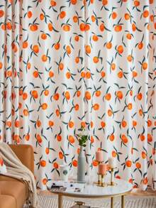 1pc Fresh Peach Blossom Printed Pastoral Style Children Window Curtain - Multicolor - View 4