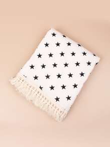 Baby Star Pattern Tassel Decor Chăn quấn - Đen và trắng - Xem 4
