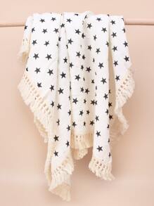 Baby Star Pattern Tassel Decor Chăn quấn - Đen và trắng - Xem 1