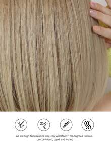 深棕色到淺棕色漸層風格直髮有瀏海合成頭髮和頭皮適合日常穿著 - 間色 - 查看 5