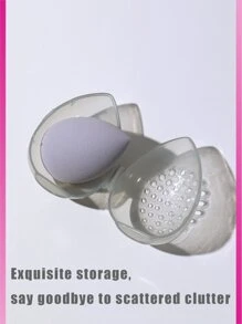 化妆海绵收纳盒，1个粉色化妆海绵收纳盒，适用于房间、家居、卧室、浴室、住宅、粉色房间、客厅装饰、旅行用品、礼品袋、送给妈妈、爸爸、男士、朋友、老师的礼物、生日礼物、婚礼礼物、办公桌、置物架、配件、礼品盒、趣味礼物、收纳、送给女性的礼物、圣诞礼物、女性礼物创意 - 淺灰色 - 查看 3