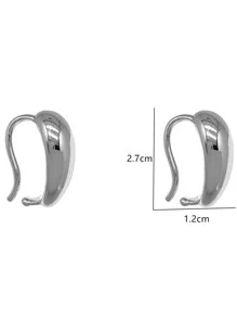 1pair Geometric High-shine Design Stud Earrings - Silver - View 2