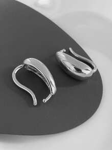 1pair Geometric High-shine Design Stud Earrings - Silver - View 4