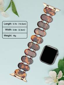 1pc Simple And Fashionable Beaded Elastic Resin Watch Band For Newest Apple Watch Ultra 2/1,se, And Series 9/8/7/6/5/4/3/2/1, Size 38/40/41/42/44/45/49mm - Multicolor - View 6