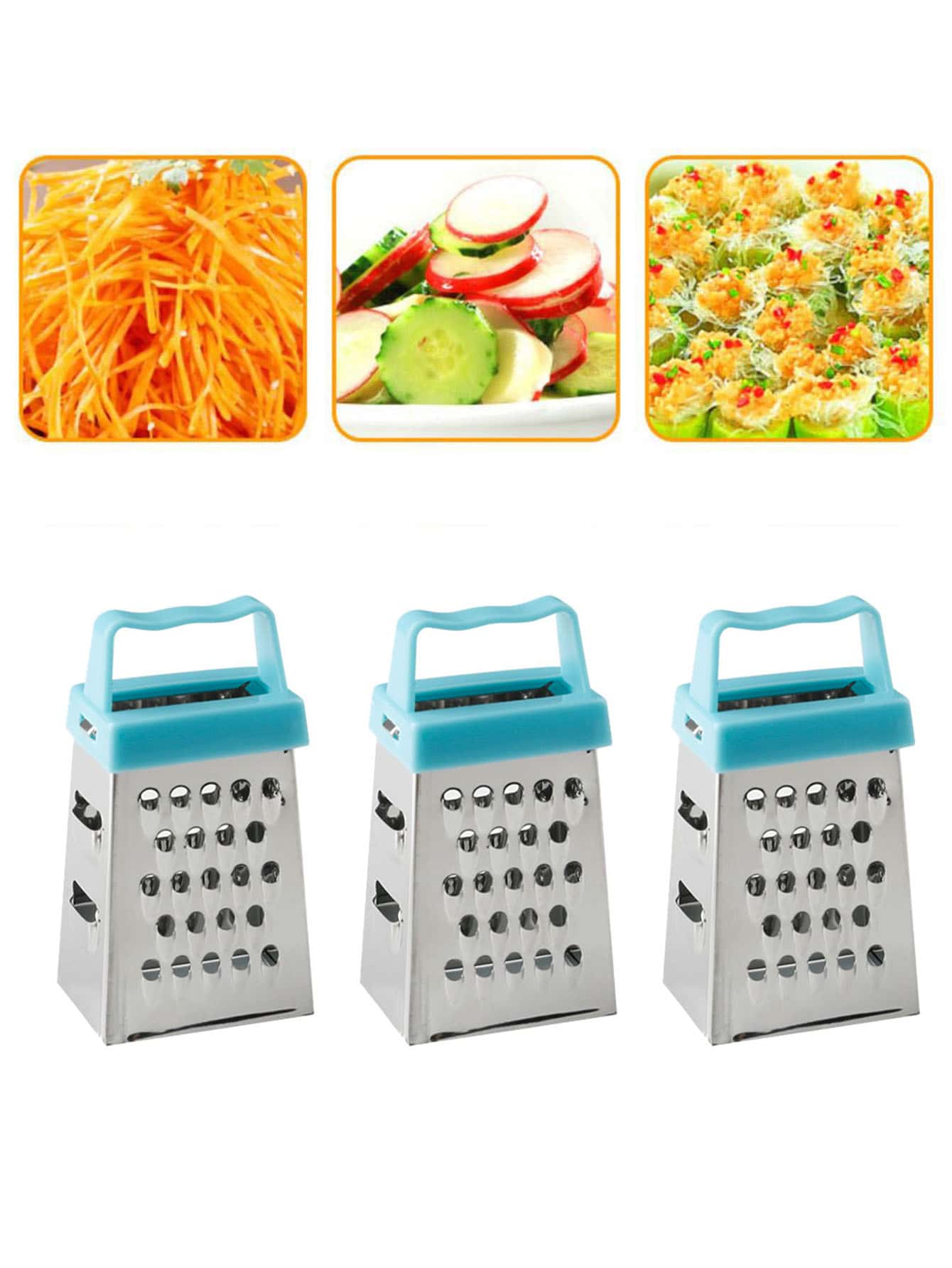 1pc Stainless Steel Mini Cheese Grater - Blue - View 1