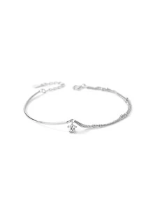 1pc Personalized S925 Sterling Silver Asymmetrical Star Shaped Double Layer Beaded Bracelet For Women, Jewelry Gift