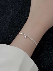 1pc Personalized S925 Sterling Silver Asymmetrical Star Shaped Double Layer Beaded Bracelet For Women, Jewelry Gift
