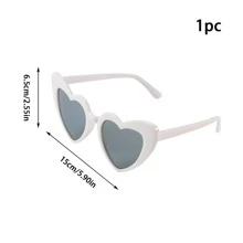 1 件粉色和白色心形时尚眼镜，新娘派对配饰，适合夏季海滩度假、户外、旅行 - 銀色 - 查看 3