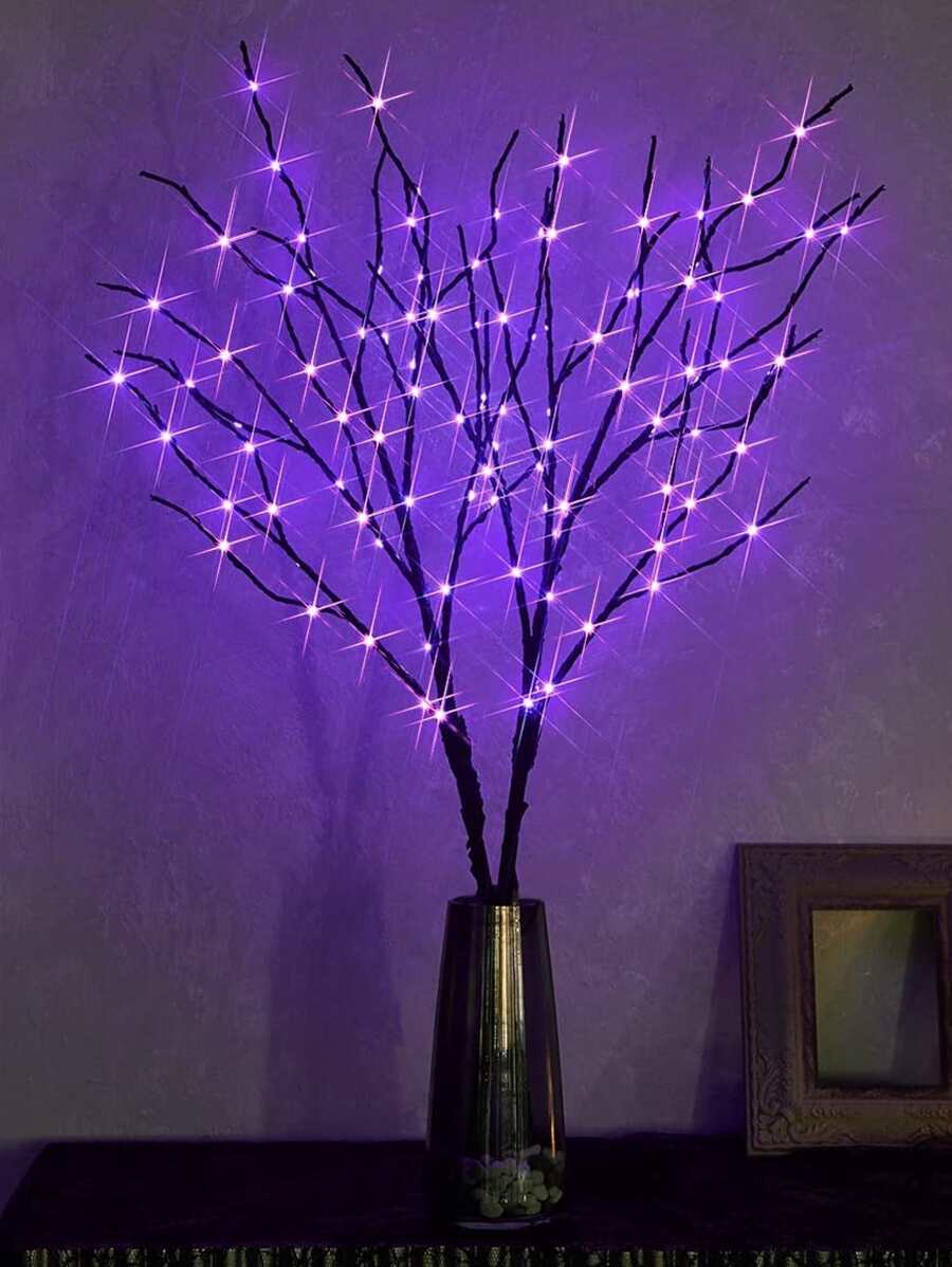 1 pièce Guirlande lumineuse LED de 72 cm de hauteur avec 20 lampes, décoration alimentée par batterie pour chambre à coucher, anniversaire, intérieur, mariages, fêtes, vacances, vases à fleurs, cadeaux, lumières scintillantes colorées, lumières de fée, décoration d'Halloween, décoration de maison, décoration de fête, décoration d'Halloween, décoration de chambre, décoration de jardin d'Halloween pour cadeau de fée - Prune - Voir 1