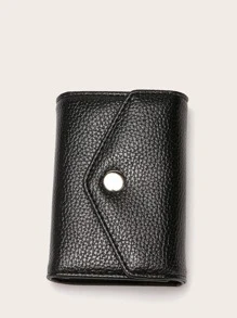CUIKCA 1pc Black Rfid Blocking Foldable Litchi Patterned Pu Leather Id Card Holder, Large Capacity Unisex Accordion Style Card Wallet With 12 Card Slots - Black - View 6