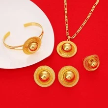 Set de joyería de boda Color dorado joyería tradicional para festivales joyería para mujer