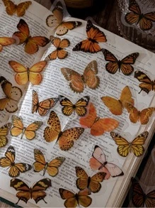 40 tờ sticker hình con bướm cổ điển dùng để trang trí nhà cửa - trái cam - Xem 2