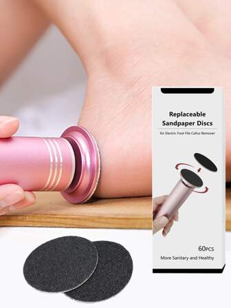 60 st/ask sandpappersdynor för borttagning av förhårdnader, flexibel slipande fotfil, lämplig för elektriska fotvårdsverktyg, manikyrtillbehör, manikyrverktyg, manikyrkonstverktyg, skolstart, manikyr, manikyrverktyg (lämplig för nagelstickersmanikyr)
