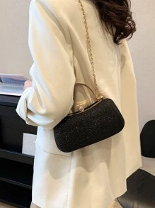 Mini Rhinestone Decorated Fashion Evening Clutch - Black - View 4