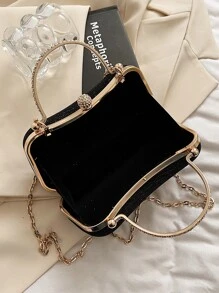 Mini Rhinestone Decorated Fashion Evening Clutch - Black - View 7