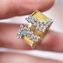 1 Vàng Quyến Rũ Đính Đá Cubic Zirconia Nhẫn Cho Nữ Cho Lễ Tình Nhân Tặng Cưới Trang Sức - Vàng - Xem 9