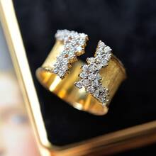 1 Vàng Quyến Rũ Đính Đá Cubic Zirconia Nhẫn Cho Nữ Cho Lễ Tình Nhân Tặng Cưới Trang Sức - Vàng - Xem 10