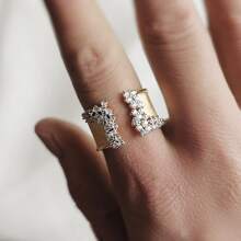 1 Vàng Quyến Rũ Đính Đá Cubic Zirconia Nhẫn Cho Nữ Cho Lễ Tình Nhân Tặng Cưới Trang Sức - Vàng - Xem 3