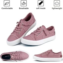 JENN ARDOR Women's Slip On Canvas Shoes Low Top Fashion Sneakers Comfortable Walking Flats